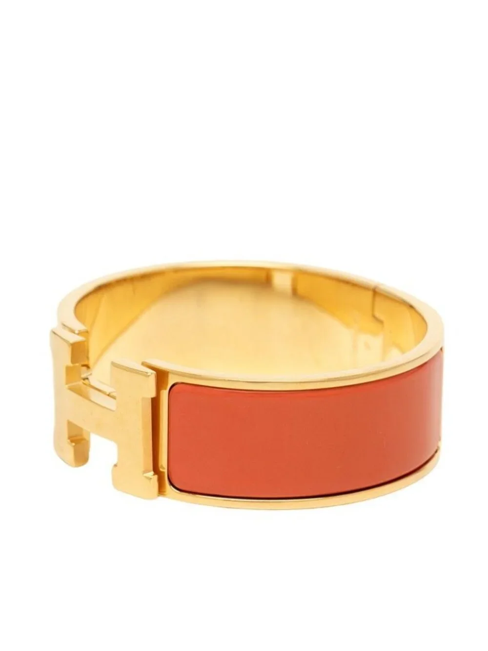 Hermes Clic Clac PM Bracelet Gold Orange Plated Enamel